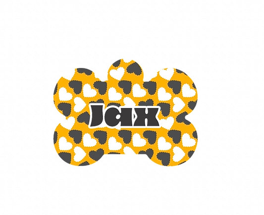 Black & Yellow Hearts Tag