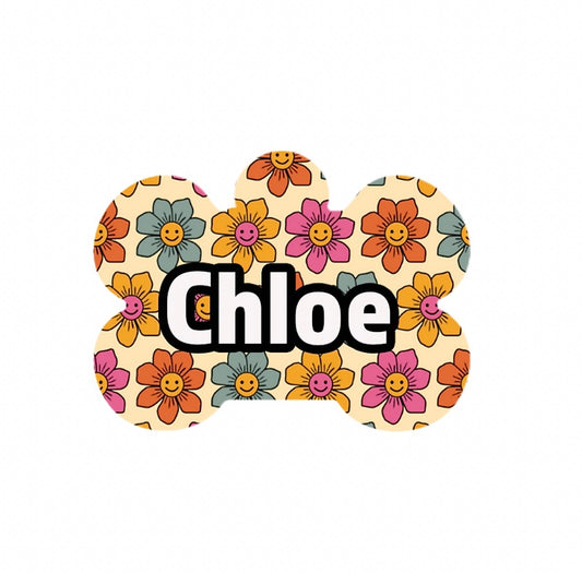 Retro Summer Flowers Metal Tag