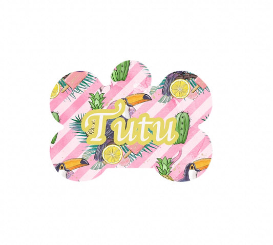 Pink Tropical Metal Tag