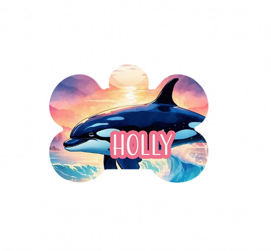 Orca Sunset Metal Tag