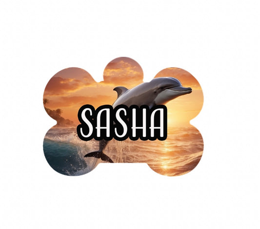 Dolphin Sunset Metal Tag