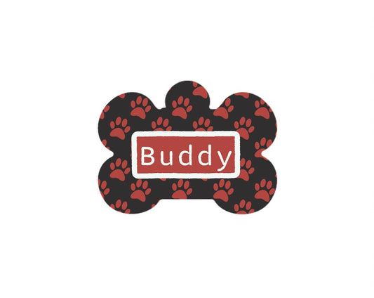 Red and Black Paws Tag